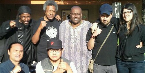 Left to Right: Francisco Romero (Union del Barrio, Todo Poder al Pueblo), Sanyika Bryant (Malcolm X Grassroots Movement), Bilal Ali and David Dang (Occupy the Hood LA), Thandisizwe Chimurenga, Elliott Gabriel and Pati Morán Montaño (Todo Poder al Pueblo)